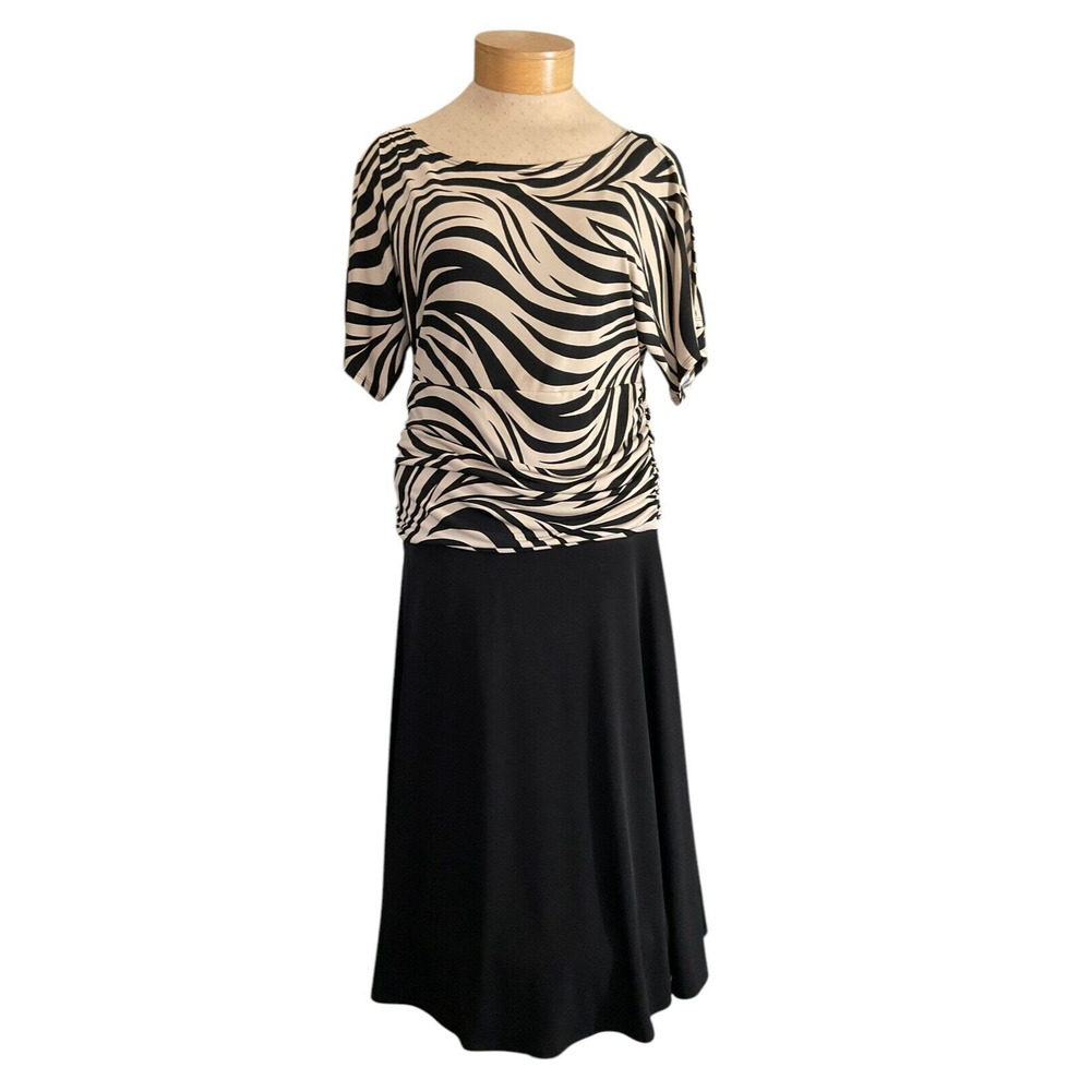 Black & Cream Zebra Print Short Sleeve Dress